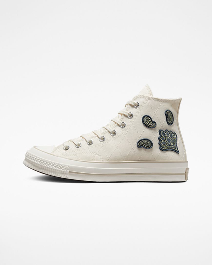 Tenisky Vysoke Converse Chuck 70 Crafted Patches Panske Béžové Námornícka Modrá Zelene | SK DHQOJ5